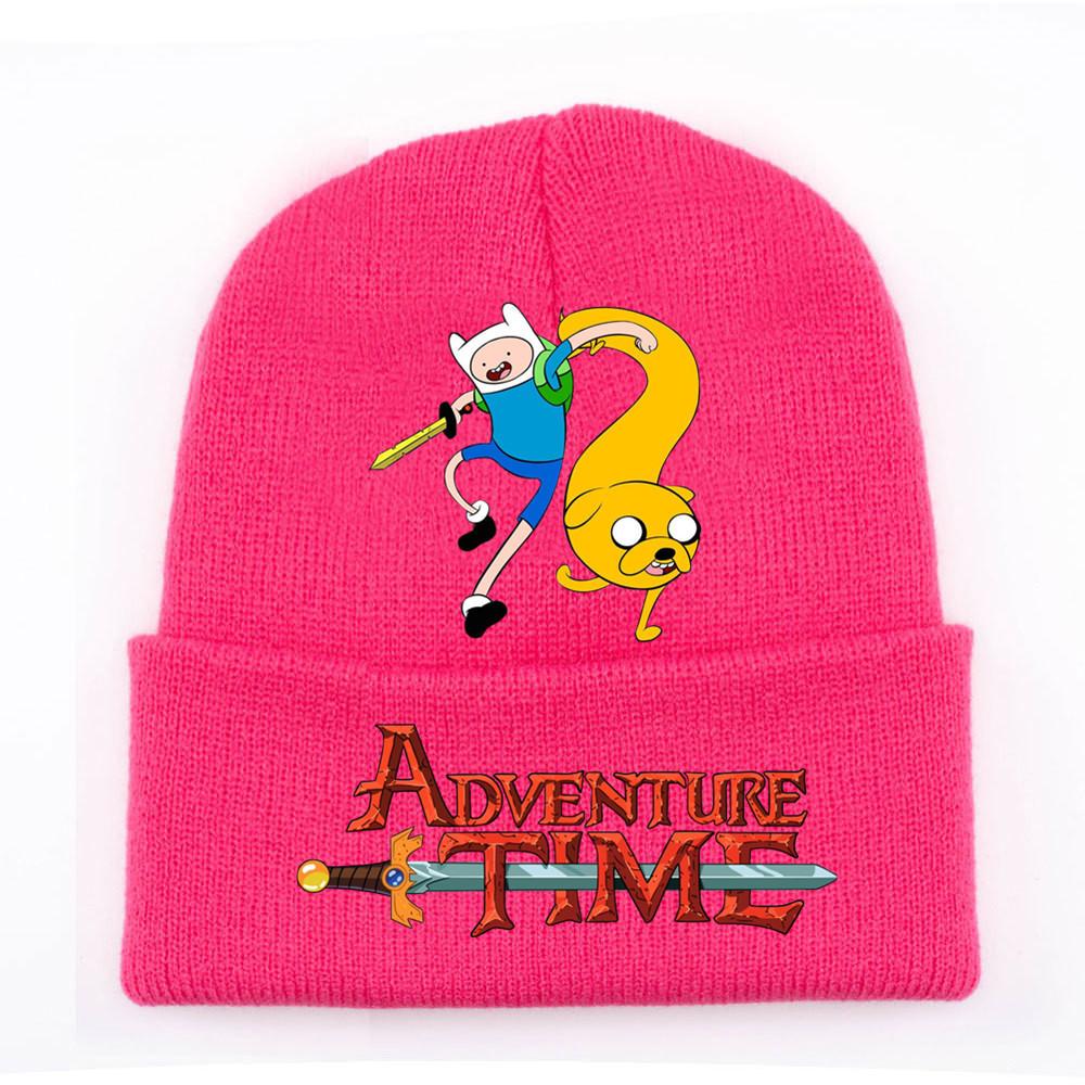 Adventure Time Cartoon Print Acrylic Knit Hat Winter Warm Unisex Beanie For Adults Teens
