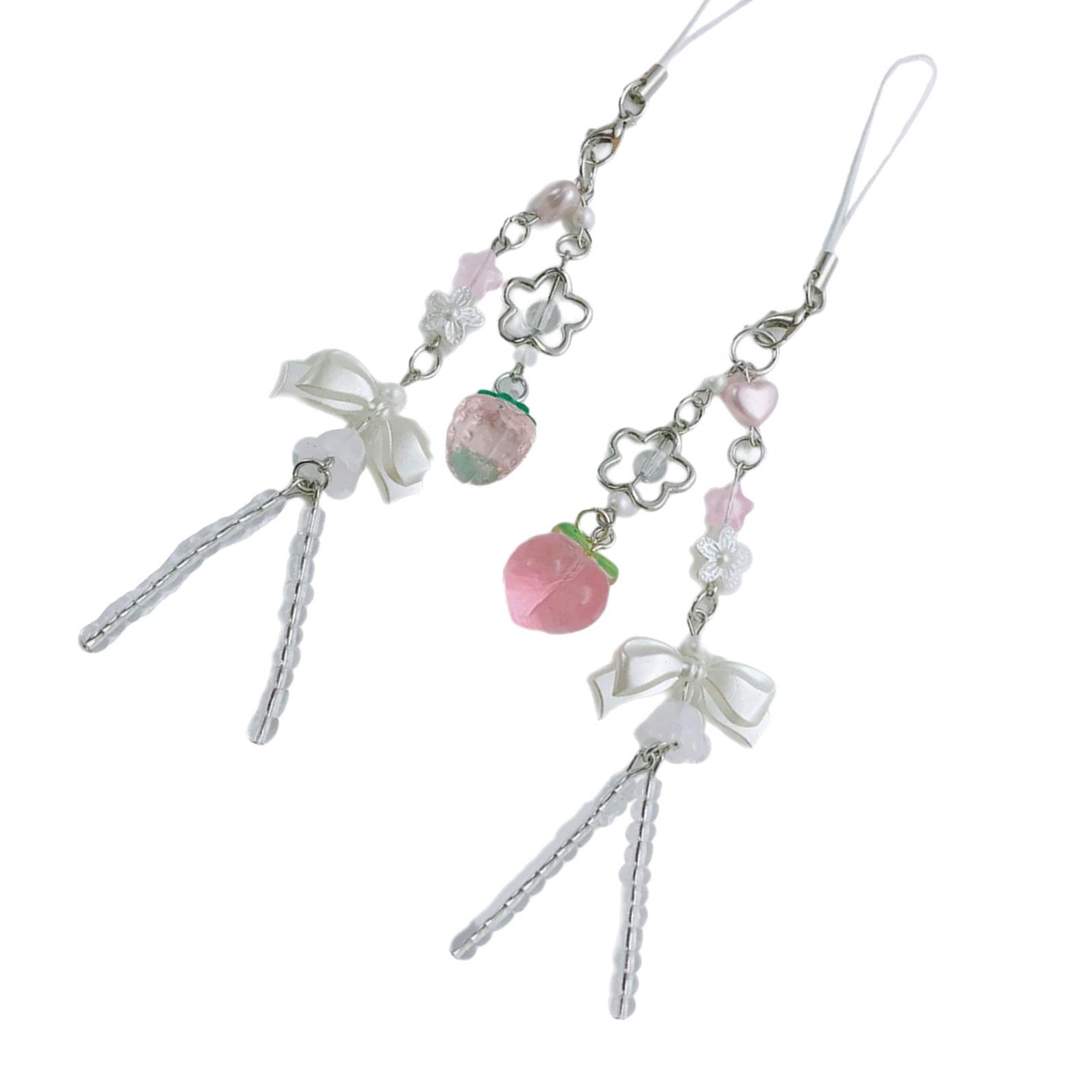 

Упаковка из 2 ремешков для телефона с фруктами, с тонким мастерством, стильная текстура сплава для украшения телефона, подходит для чехла для телефона