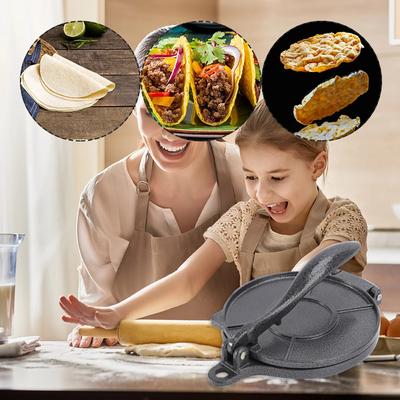 Herramientas manuales para prensar tortillas de maíz, moldes de aleación de aluminio para prensar tortillas, plegables, antioxidantes, para hornear crepes y gofres