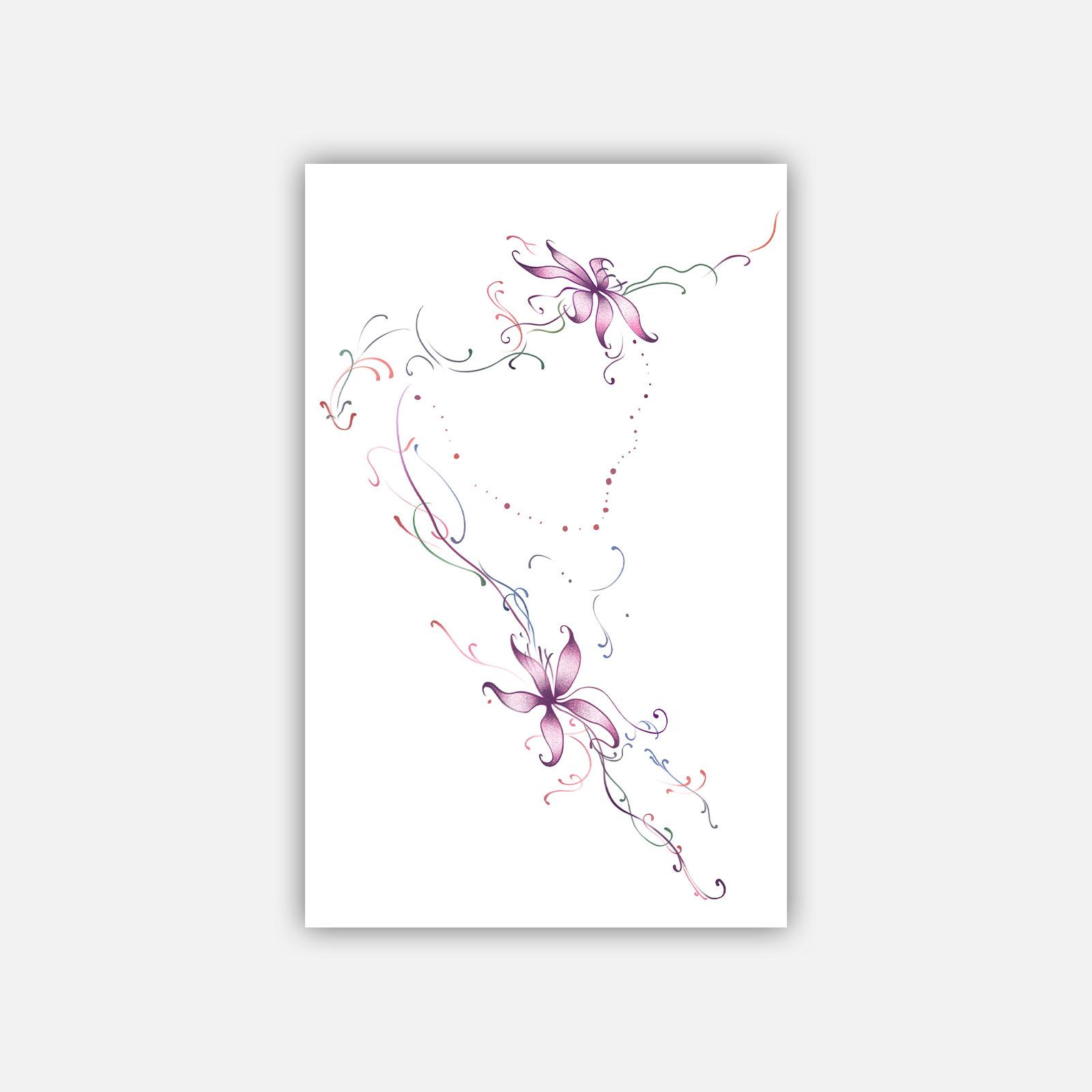 Premium Sense Personality Hottie Sexy Purple Flower Plain Flower Arm Tattoo Sticker 12*19