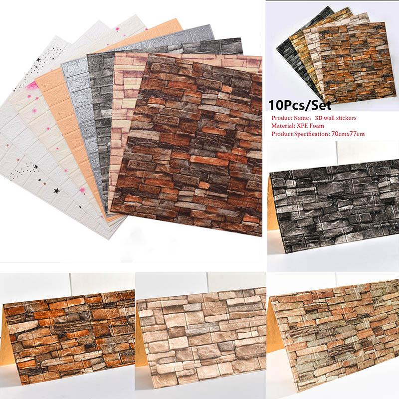 1-5Pcs 77cm*70cm DIY 3D Wallpaper Retro Brick Pattern Wall Stickers Waterproof Room Decor Foam Home Decoration
