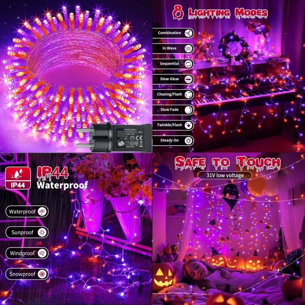 Led 200 20m With 8 Lighting Modes Halloween Decoration Hanging String Light