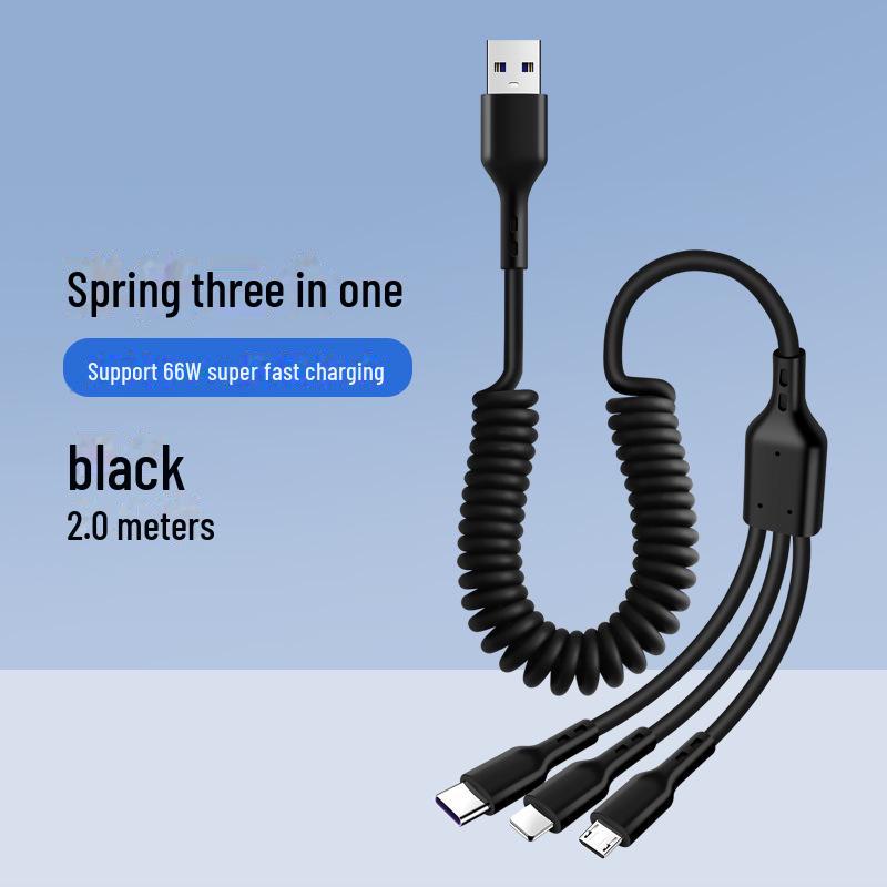 

6А сверхбыстрая зарядка выдвижной автомобильный кабель 3-в-1