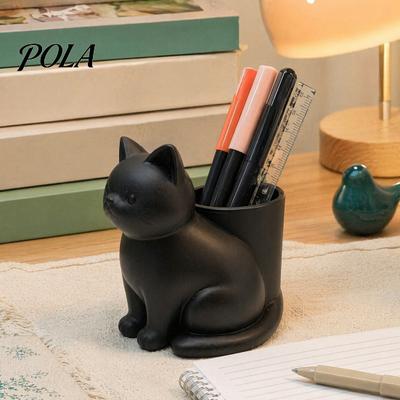 Showcase Pen Display Cute Cat Holder, 3D Printed Kitten Pencil Cup, Multi-functional Soft Decoration Desk Accessory Desktop Organizer for Makeup