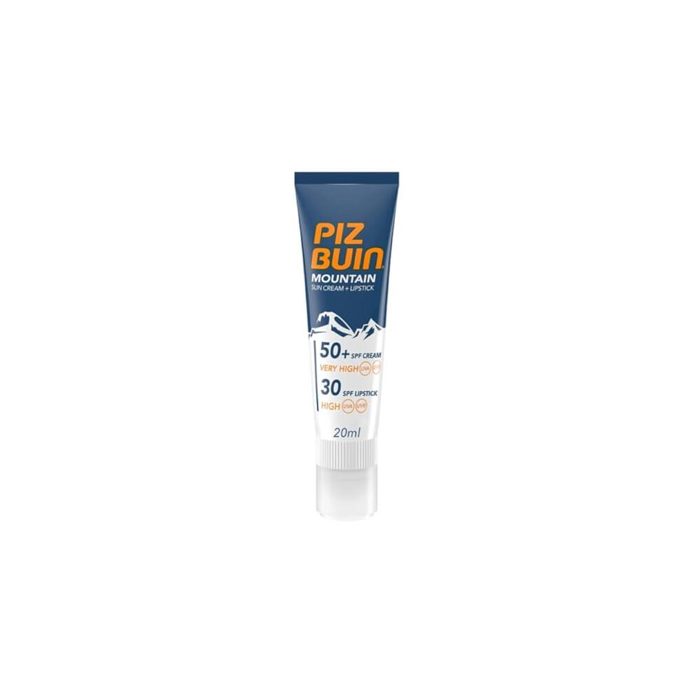 Piz Buin Mountain Face Suncream SPF 50+ and Lipstick SPF 30 2-in-1, 20ml