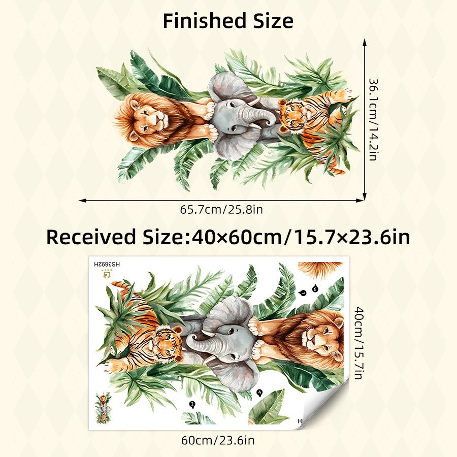 

Наклейки на стену «Стопка животных джунглей», Лев, Слон, Тигр, Самоклеящийся декор для детской комнаты, Домашний интерьер 40x60CM разноцветный