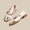 French single shoes women's spring and autumn fashion versatile light mouth low heel square head word with small fragrant style small leather shoes Ma