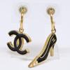 CHANEL 02A Coco Pumps Heel Earrings earring Black / goldUsed