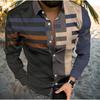 Men's Geometric Pattern Printed Long Sleeve Shirts Casual Cardigan New Button Holiday Fashion Shirts