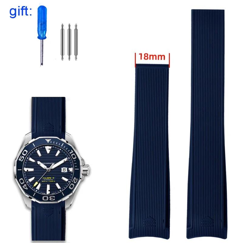 Correa de Silicona para Reloj Pulsera Impermeable para TAG HEUER AQUARACER 300 WAY201B Correas de Goma Accesorios para Relojes 22mm