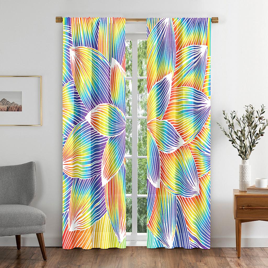 Abstract Colorful Kaleidoscope Texture Kids Blackout Window Curtain for Living Room Bedroom Bathroom Kicthen Door Cupboard Hooks