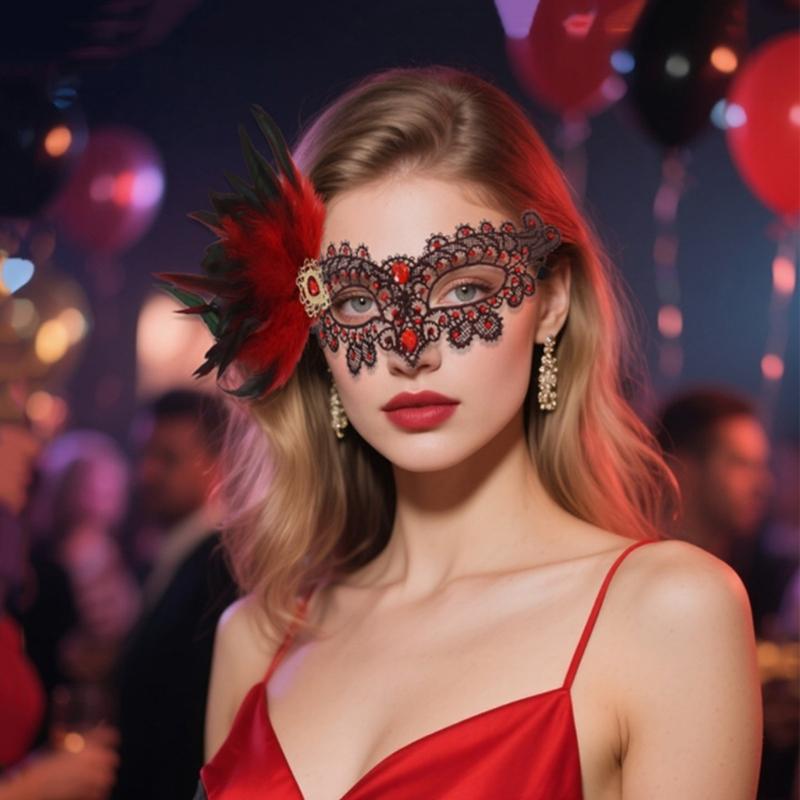 Venezianische Maske Augenmaske Feder Halbmaske Augenmaske für Maskeraden Bälle, Halloween-Party, Cosplay, Fotoshooting Geschenk