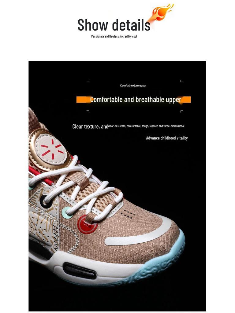 Atmungsaktive Sportschuhe für Jungen, Herbst 2025, Rutschfest, Langlebige Basketballschuhe, Geruchshemmend, Geräuschreduzierendes Design für Mittel- und ältere Kinder