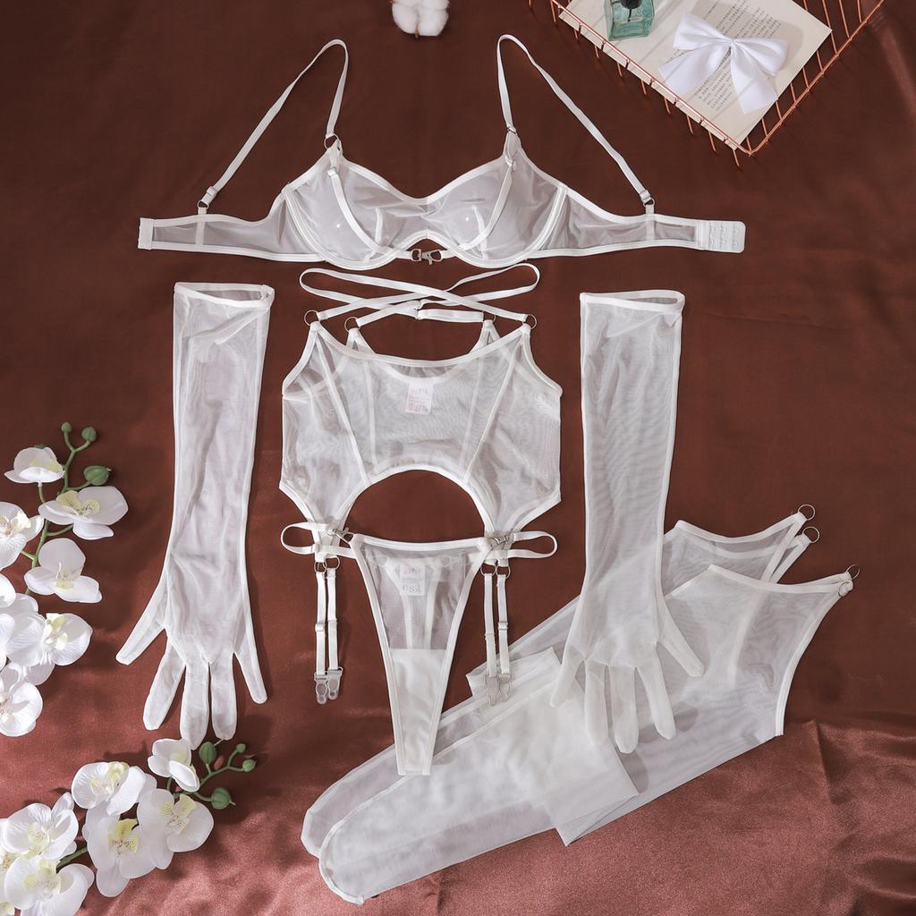 Sensual Sexy Lingerie Sets Porno See Through Sheer Mesh Women'S Ethical Underwear Sissy Dance Girls' Clubwear Call Of The Night