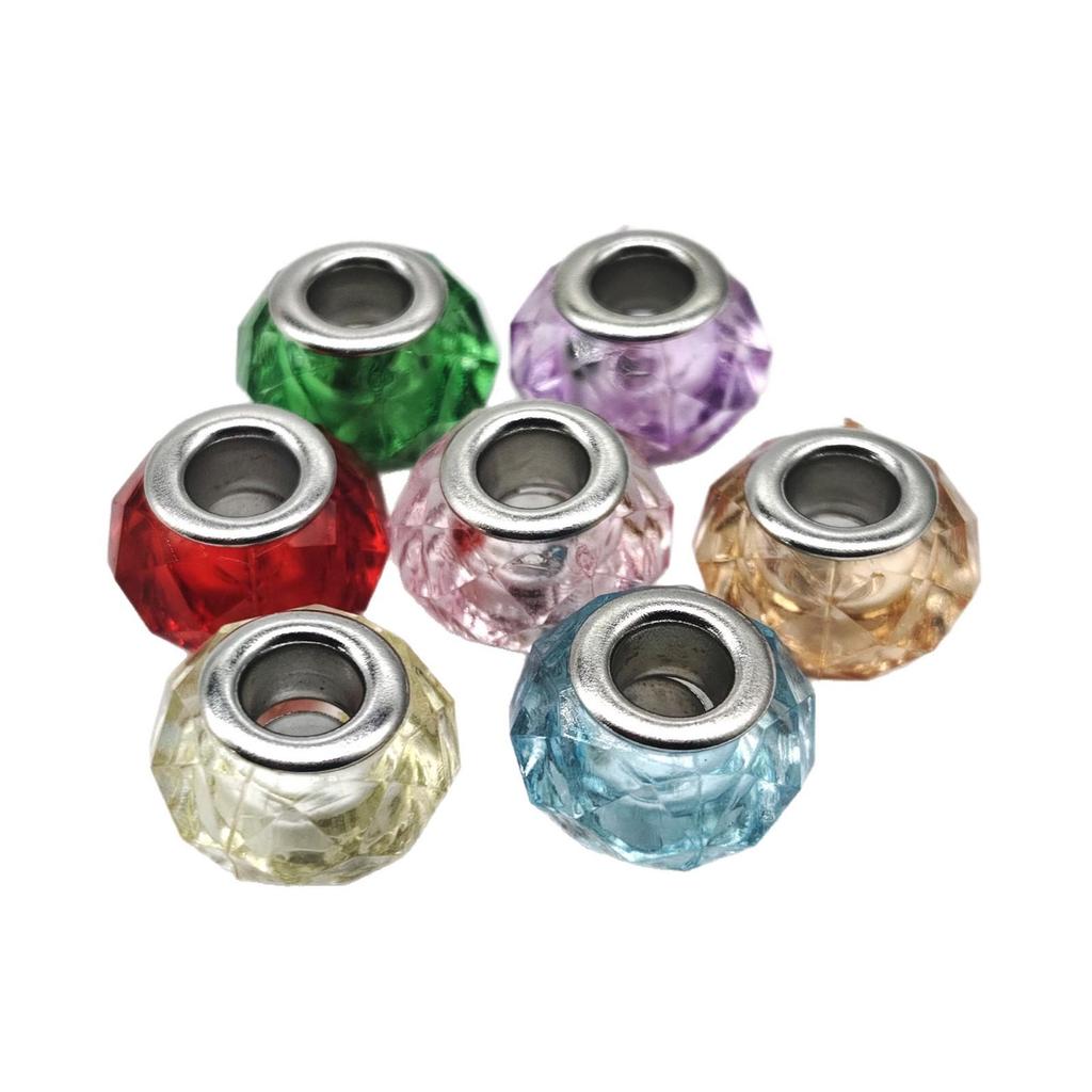 Colorful Acrylic Faceted Crystal Large Hole Beads for DIY Bracelets and Jewelry Accessories