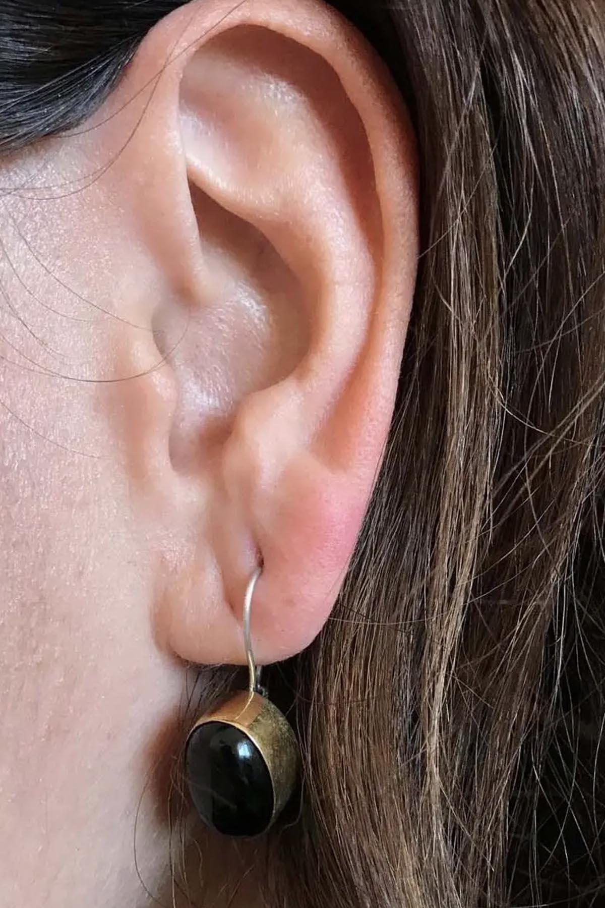 

Женские серьги ручной работы из серебра и черного оникса азиатской серии