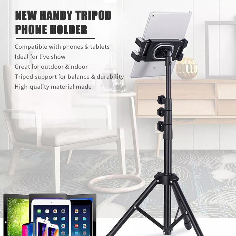 1Pc Floor Tablet Tripod Stand 4.7-12.9" Universale Tripod Stand Black IPhone Tablet Mount Stand Free Standing 360° Rotation