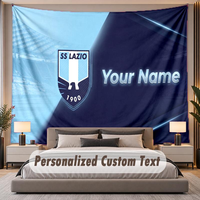Custom Name Text Tapestry Lazio FC Personalized Polyester Wall Tapestry For Bedroom And Room