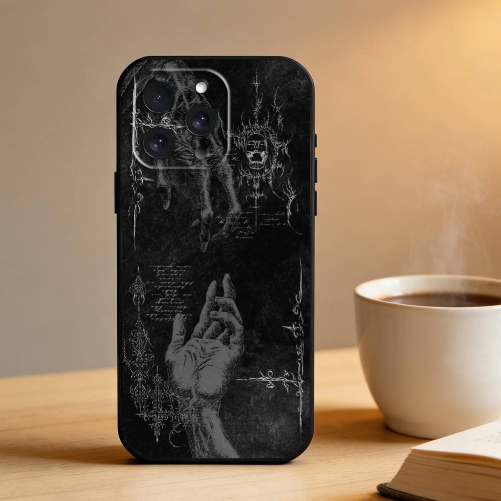 Gothic Coquette Cyber Sigilism  Phone Case For iPhone 16,15,14,13,12,17,Pro Max,Plus Silicone Black Case