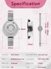 EUTOUR Women's Magnetic Quartz Watch, Minimalist Casual Analogue Watch, Stylish, Waterproof, 36mm, Silver Dial, Silver Stainless Steel Band, Mesh