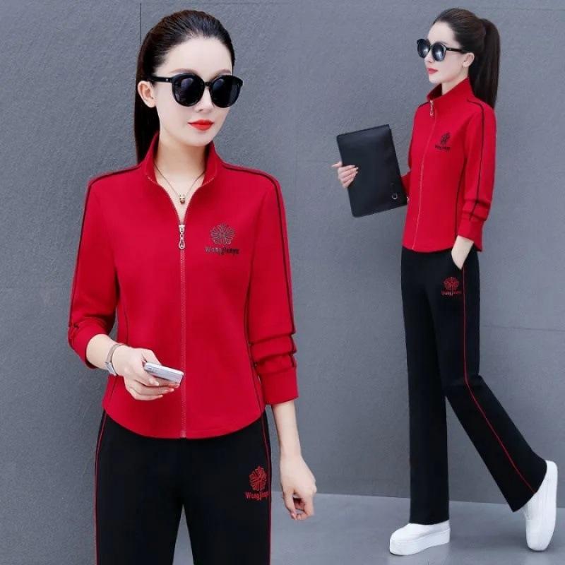 Modischer Sportanzug für Damen, Lässige Koreanische Cardigan-Jacke für Frühling und Herbst, Lockeres und Schlankmachendes Zweiteiliges Set