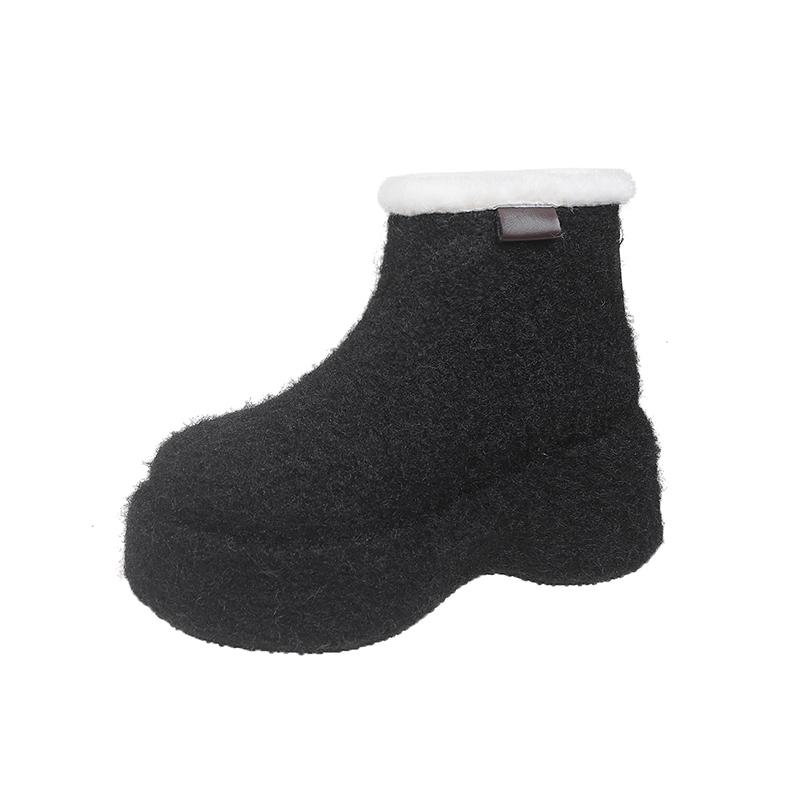 Flats Fur Platform Suede Ankle Boots Women Brand Snow Plush Warm Cotton Shoes Fad High Heels 2025 Trend Cozy Winter Botas Mujer