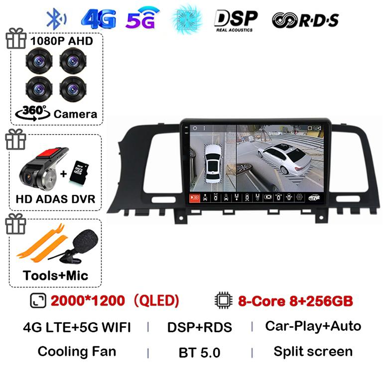 Android 14 CarPlay Auto Car Radio For Nissan Murano Z51 2008-2016 360 Stereo Multimedia Video Player 4G WIFI Navigation GPS BT