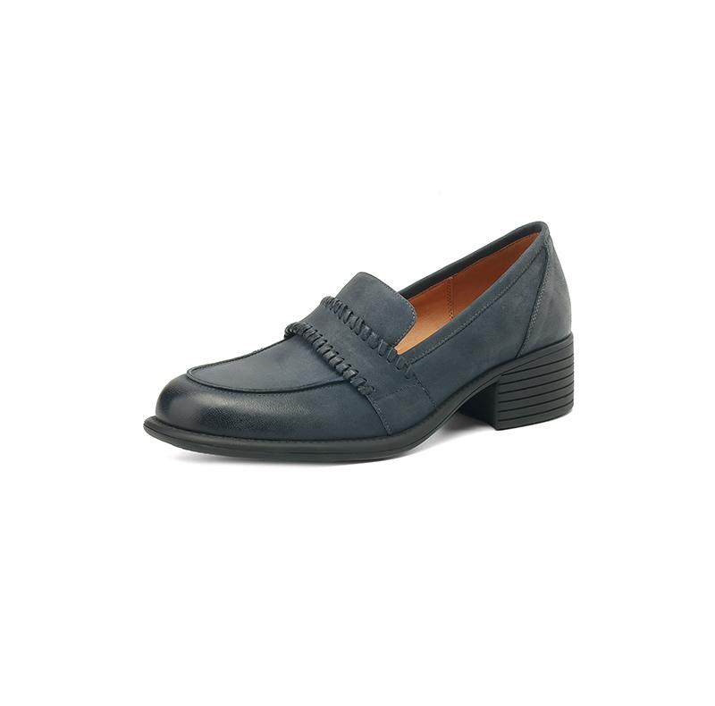 Fashion Retro Mid Heels Women Pumps Genuine Leather High Quality Shoes Woman 2025 Spring Summer Concise Casual Working Pumps Loafers