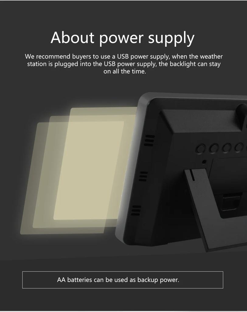 Sunrise Sunset Weather Station Multi-Function Alarm Clock with Thermometer Hygrometer Touch Screen and Wireless Sensor