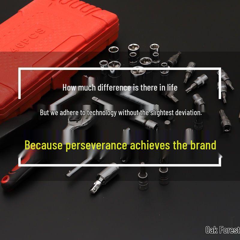 46-Piece Multifunctional Ratchet & Socket Wrench Tool Set for Cars and Motorcycles