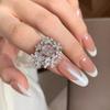Light luxury inlaid diamond small flower beautiful rings for women natural ice chalcedony ring engagement retro wedding