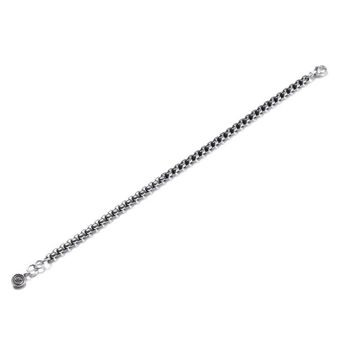 4 Antique Round Cube Slim Chain Bracelet (C2503AC1292_SV)