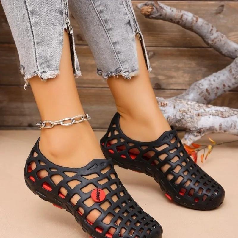 Women's Sandals Flat Sole One Kick Hollow Anti-Slip Sole Shoes Women Leisure Outdoor Summer New Roman Novelty Sandalias De Mujer
