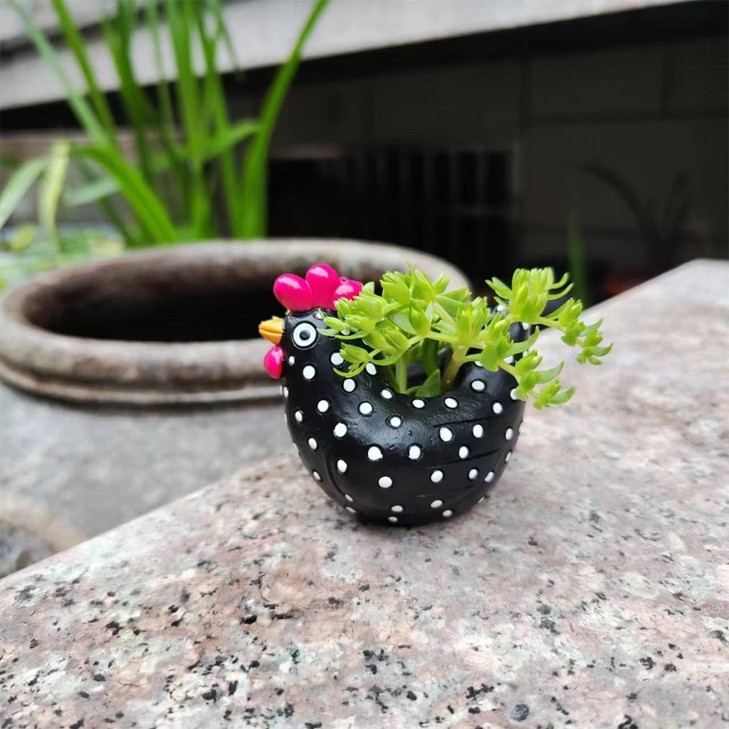 Mini Chicken Flower Pot Planter Craft Ornament for Garden Yard Home Micro Landscape Decor
