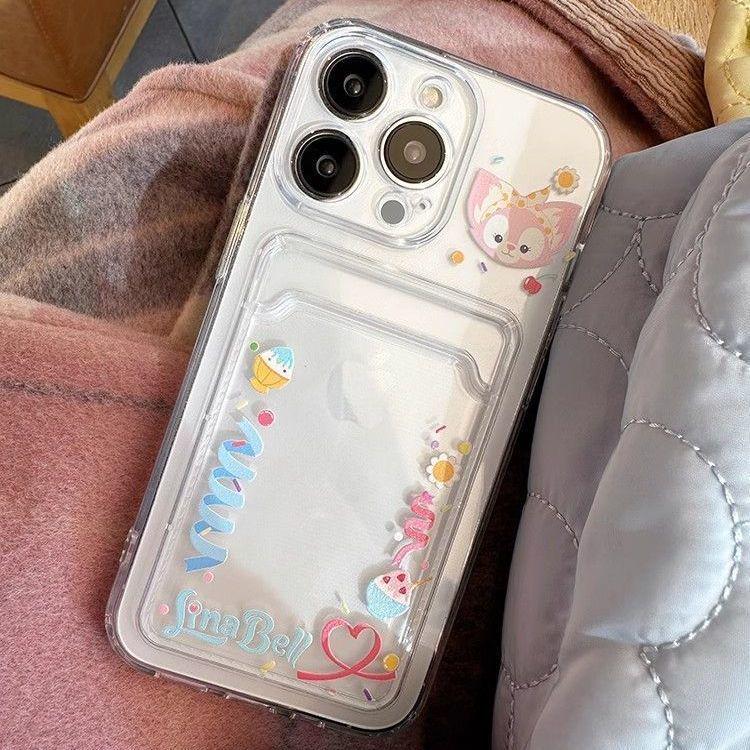 

Cartoon Card Holder for Small Cards, Photos, IDs - Compatible with Apple Phone Cases 17, 16, 13, 12, XR Apple 15 Plus