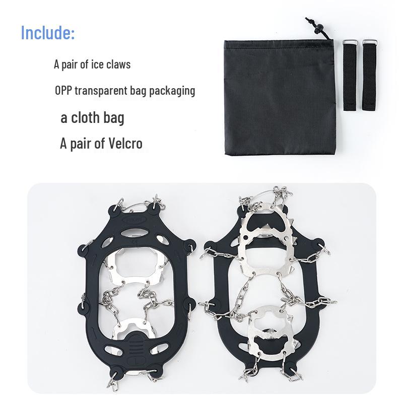 18-Tooth Stainless Steel Ice & Snow Crampons for Outdoor Mountaineering, Fishing, Hiking - Anti-Slip Chains