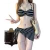 Women's Retro Striped Bandeau Bikini - Sexy Vacation Swimwear