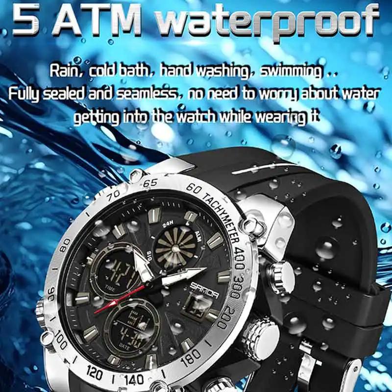 Top Fashion Men's Sports Watch Waterproof LED Analog Digital Dual Display Electronic Clock Stopwatch Men Quartz Wristwatch
