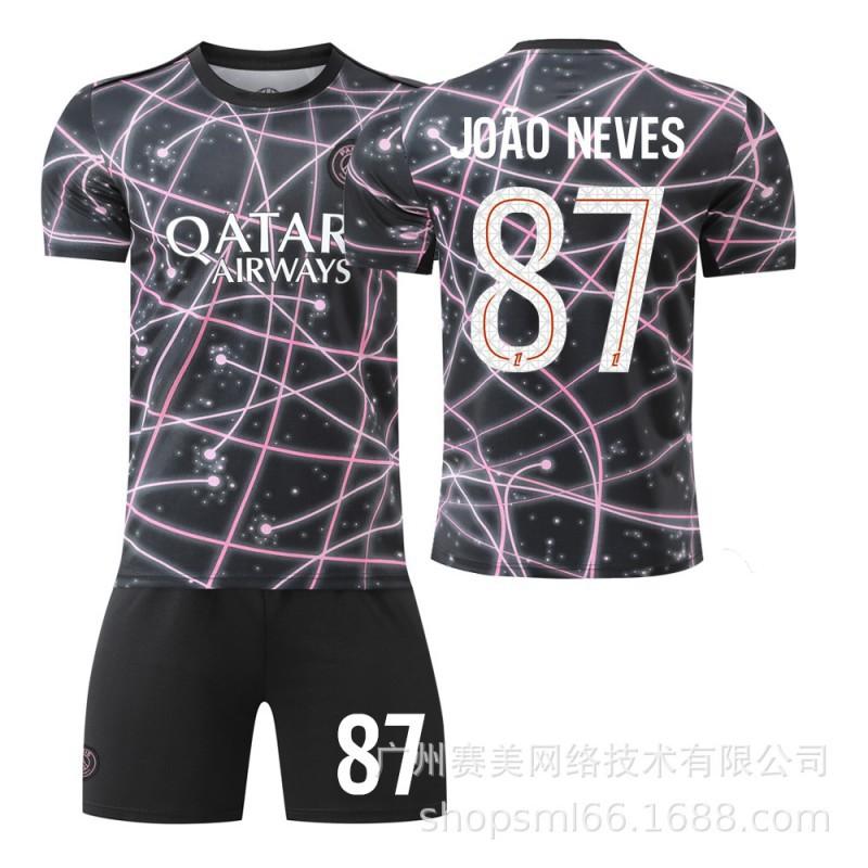 

25-26 Paris Training Clothes Black Powder No. 10 Dembele 14 Dou Children s Clothing Football Suit Set 7 Kwara Jersey S