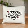 "Happy Valentine's Day" Pattern Makeup Bag, Women Portable Cosmetics Storage Bag for Travel Outdoor