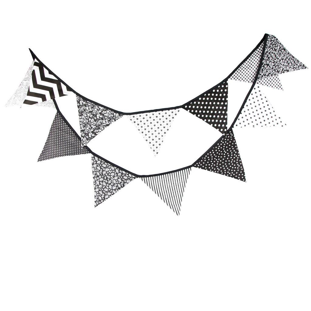 Black White Party Triangle Banner For Nursery Photos And Celebration Settings