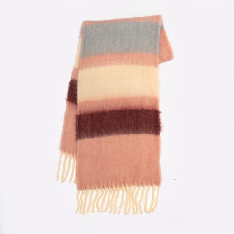 Striped Scarf Long Knitted Scarf Neck Warmer Women Scarf Lightweight Neck Wrap