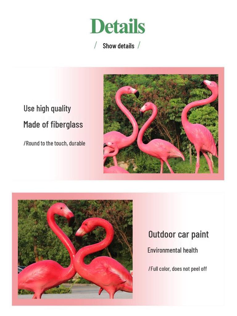 Fiberglass Flamingo Sculpture for Garden and Pond Decorations