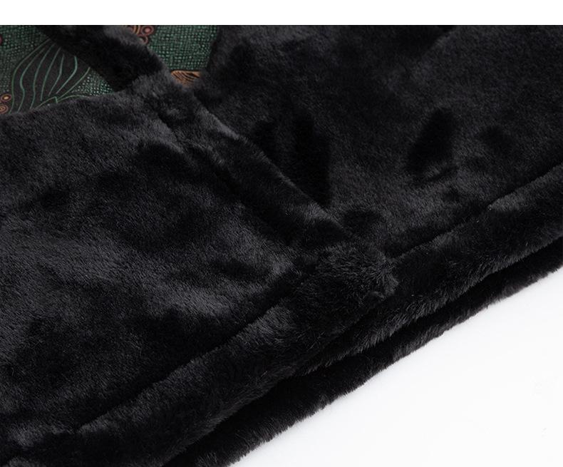 Winter Velvet Thickened One-Piece Fur Coat with Chinese Frog Buttons for Middle-aged and Elderly Women