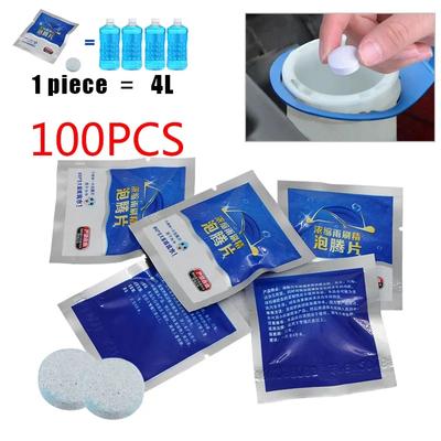 100 st(1 st=4L) Auto Solid Cleaner Kompakta Brustabletter Bil Vindrutetorkare Glasrengöring Fönsterreparation Biltillbehör