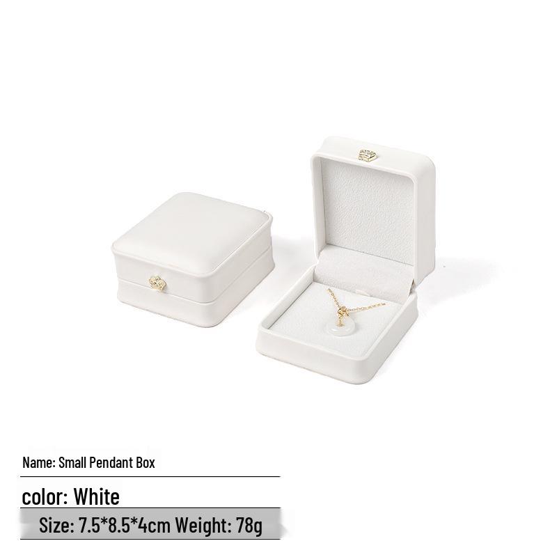 Elegant White Crown Buckle Jewelry Box for Exquisite Ornament Storage and Wedding Ring Display