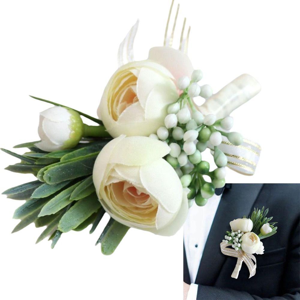 Simple Bridal Corsage Elegant Artificial Flower Bud Corsage For Wedding Birthday Bridal Décor