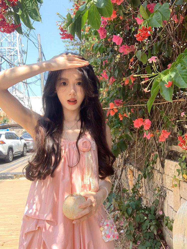 Mint Green Slip Dress with French-Style Heavy Embroidery for Resort & Beachwear XL