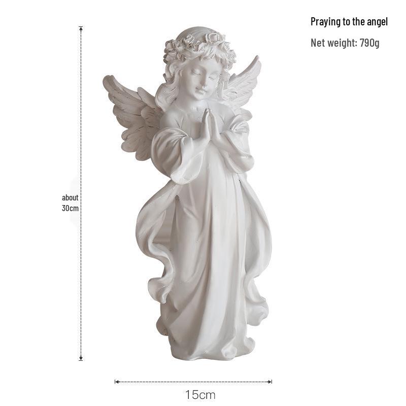 Nordic Angel Girl Sculpture - Resin Figurine for Living Room Décor
