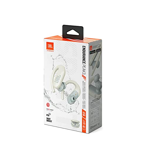 JBL ENDURANCE PEAK3 Bluetooth Sportlich Komplett /Ohrbügeltyp/USB Typ C/IP68 Wasserdicht und Staubdicht/Weiß JBLENDURPEAK3WT
